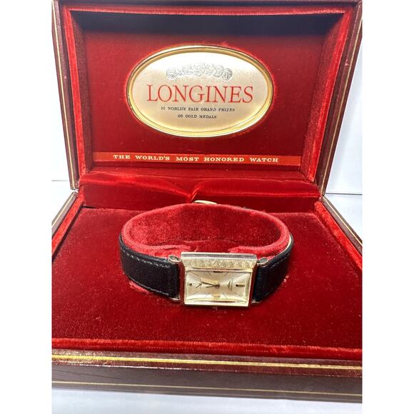 Longines Vintage Gold Medal Manual Wind Watch Rectangular Tank Case 10K GF - Picture 1 of 14
